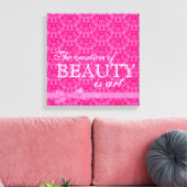 "De creatie van schoonheid is kunst" roze strik da Canvas Afdruk (Insitu (Woonkamer))