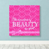"De creatie van schoonheid is kunst" roze strik da Canvas Afdruk (Insitu (Houten vloer))