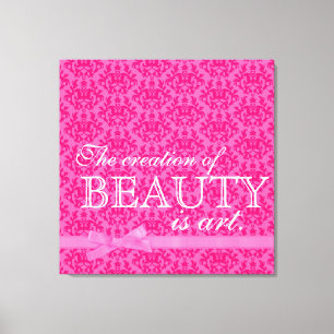 "De creatie van schoonheid is kunst" roze strik da Canvas Afdruk