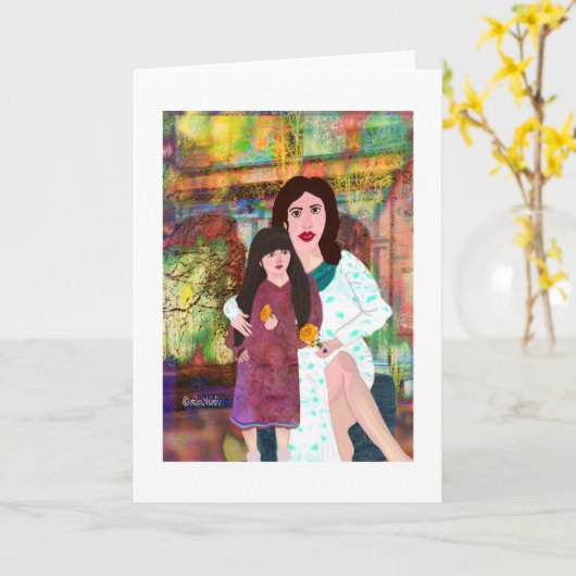 De creatieve Design van Moeder en Dochter LeeMarie Kaart (Gele Bloem)