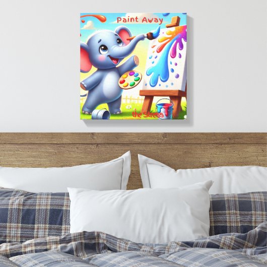 De creatieve ontsnapping van de olifant canvas afdruk (Insitu (Slaapkamer))