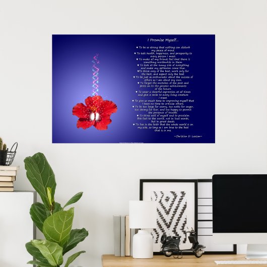 De creed van Optimist: Inspirerend Hibiscus Poster (Thuiskantoor)
