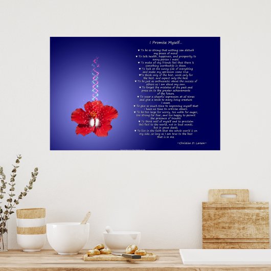 De creed van Optimist: Inspirerend Hibiscus Poster (Keuken)