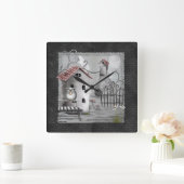 De Creek Gothic Folk Art Vierkante Klok (Huis)