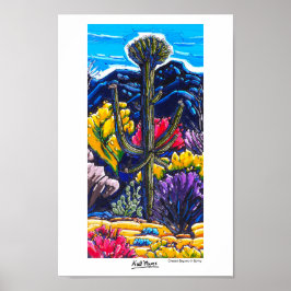 De Crested Saguaro in het Poster van het voorjaar