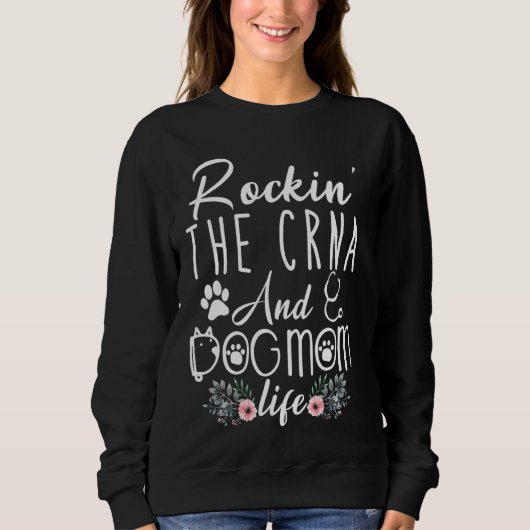 De Crna en Dog Mam Life Funny Crna Long Trui (Voorkant)
