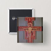 De Crucifix van St. Damian Vierkante Button 5,1 Cm (Voorkant /achterkant)