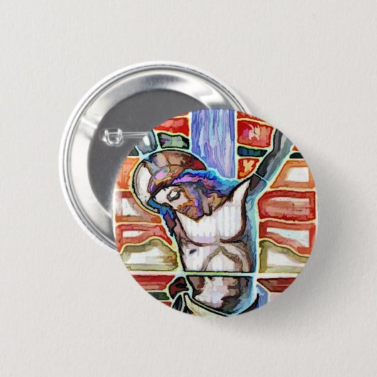 DE CRUCIFIXIE RONDE BUTTON 5,7 CM (Voorkant /achterkant)