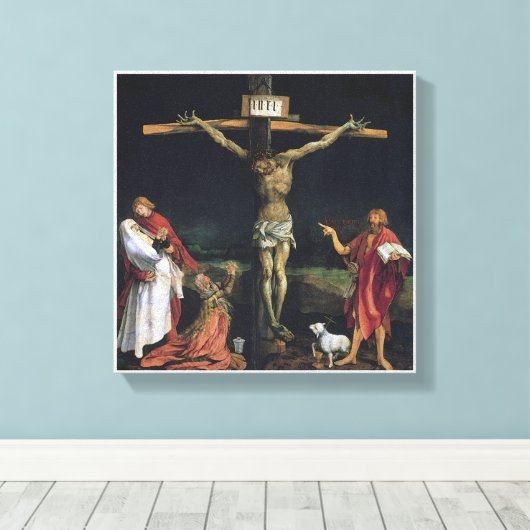 DE CRUCIFIXIE VAN DE ISENHEIM ALTAR PIECE. CANVAS AFDRUK (Insitu (Houten vloer))