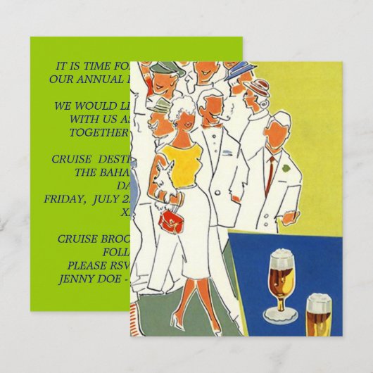 DE CRUISE PARTIJ INVITE INVITATIEFAMILIE VACATION! KAART (Voorkant / Achterkant)