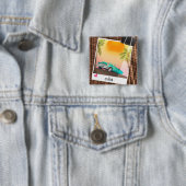 De Cubaanse reisposter van de oldtimers van de aut Vierkante Button 5,1 Cm (In situ)