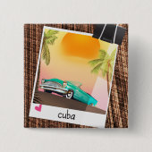 De Cubaanse reisposter van de oldtimers van de aut Vierkante Button 5,1 Cm (Voorkant)