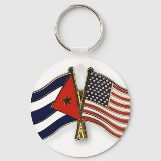 De Cubaanse vlag en de Amerikaanse vlag Sleutelhanger (Voorkant)