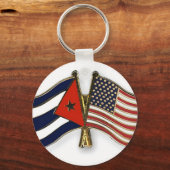 De Cubaanse vlag en de Amerikaanse vlag Sleutelhanger (Voorkant)