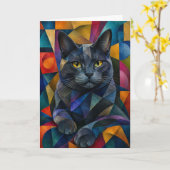 De Cubistische Kat Kaart (Gele Bloem)
