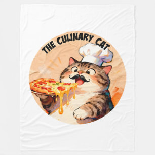 De Culinaire Kat met Pizzakat Chef die Pizza Vasth Fleece Deken