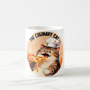 De Culinaire Kat met Pizzakat Chef die Pizza Vasth Koffiemok