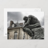 De culptuur van Thinker Rodin Paris Briefkaart (Voorkant / Achterkant)