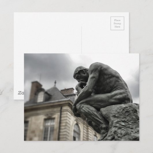 De culptuur van Thinker Rodin Paris Briefkaart (Voorkant / Achterkant)