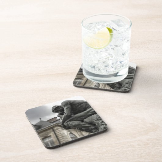 De culptuur van Thinker Rodin Paris Drankjes Onderzetter (Rechterzijde)