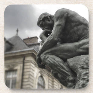 De culptuur van Thinker Rodin Paris Drankjes Onderzetter
