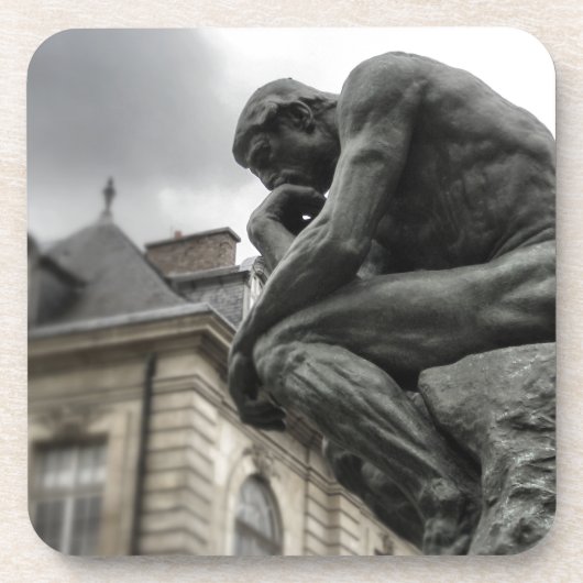 De culptuur van Thinker Rodin Paris Drankjes Onderzetter (Voorkant)