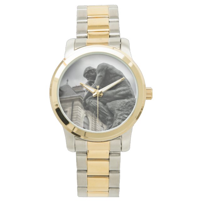 De culptuur van Thinker Rodin Paris Horloge (Voorkant)