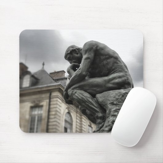 De culptuur van Thinker Rodin Paris Muismat (Met muis)