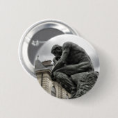 De culptuur van Thinker Rodin Paris Ronde Button 5,7 Cm (Voorkant /achterkant)
