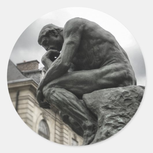 De culptuur van Thinker Rodin Paris Ronde Sticker (Voorkant)