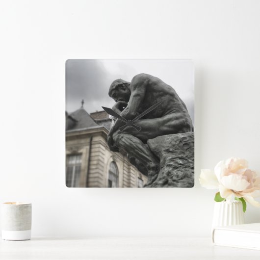 De culptuur van Thinker Rodin Paris Vierkante Klok (Huis)
