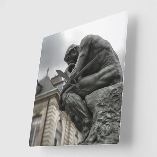 De culptuur van Thinker Rodin Paris Vierkante Klok (Hoek)