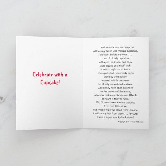 De Cupcake Saga, Halloween Gedicht Kaart (Binnen)