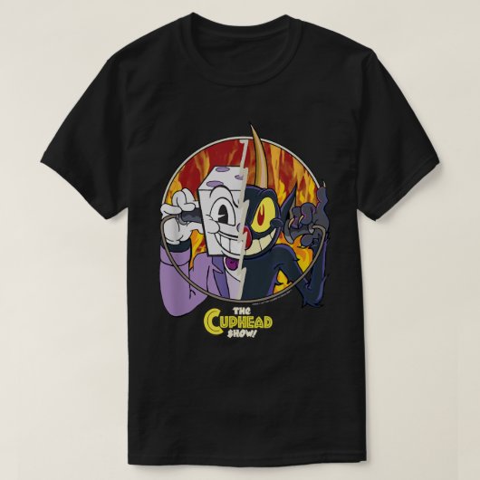 De Cuphead Show King Dice en de Duivel Split Pos T-shirt (Design voorkant)