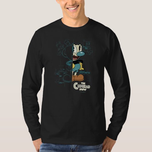 De Cuphead Show Mugman Schematic Sketch T-shirt (Voorkant)