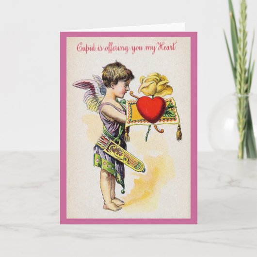 De Cupido biedt u Mijn Hart aan Feestdagen Kaart (Voorkant)