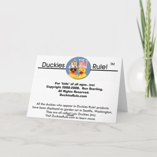 De Cupido van Ducky! Feestdagen Kaart (Achterkant)