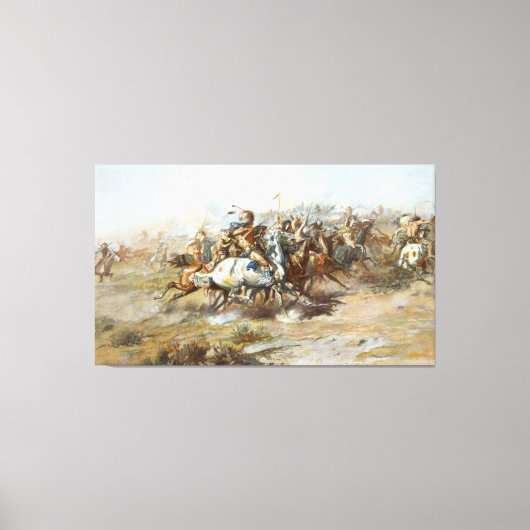 De Custer vecht tegen Charles Marion Russell Canvas Afdruk (Voorkant)