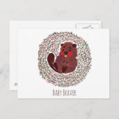 De Cute Baby Beaver Briefkaart (Voorkant / Achterkant)