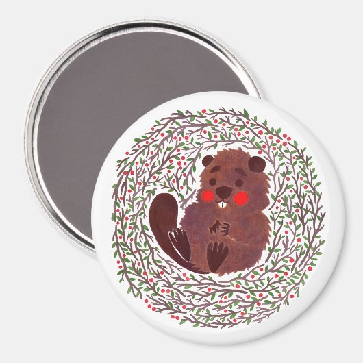 De Cute Baby Beaver Magneet (Voorkant / Achterkant)