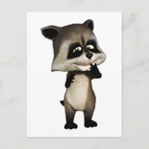De Cute Cartoon Raccoon ligt aan de kant Briefkaart