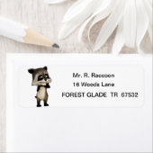 De Cute Cartoon Raccoon ligt aan de kant Etiket (Insitu)