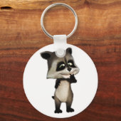 De Cute Cartoon Raccoon ligt aan de kant Sleutelhanger (Voorkant)
