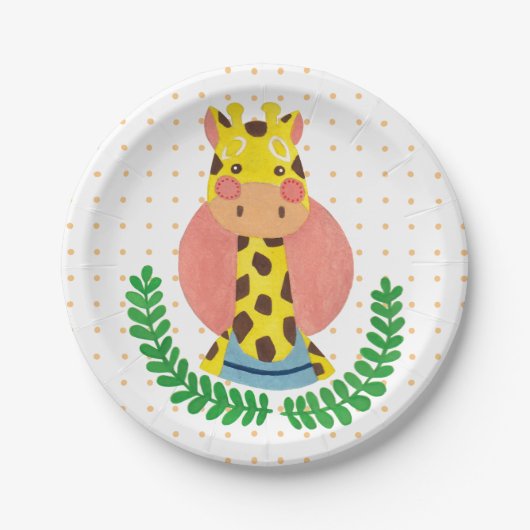 De Cute Giraffe Papieren Bordje (Voorkant)