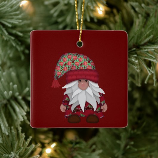 De Cutest Gnome | Pet van Poinsettia kerstmis Keramisch Ornament (Boom)