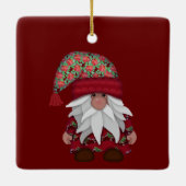 De Cutest Gnome | Pet van Poinsettia kerstmis Keramisch Ornament (Achterkant)