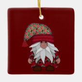 De Cutest Gnome | Pet van Poinsettia kerstmis Keramisch Ornament (Voorkant)