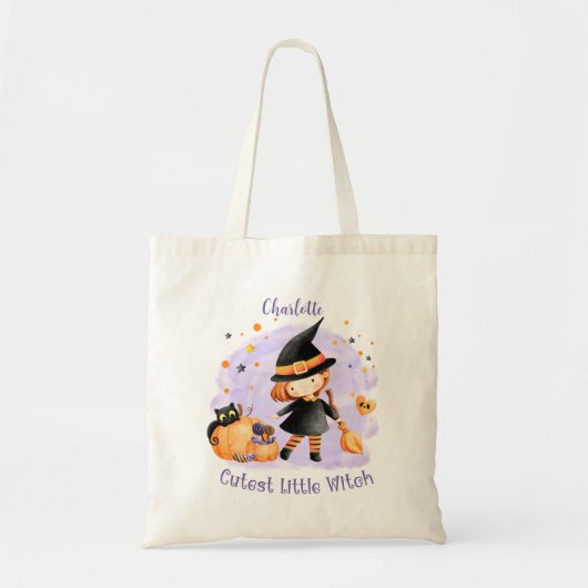De Cutest Little Witch Halloween Girl Canvas tas