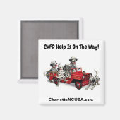 De CVFD hulp is onderweg! Dalmations Firefighters Magneet (Voorkant / Achterkant)