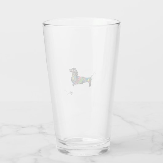 De Dachshund glazen beker 16 oz. (Achterkant)